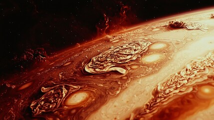 Wall Mural - majestic planet surrounded by vast oceans and mystical cosmic aurora illuminating the dark space wit
