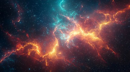 Wall Mural - stunning nebula in the vast sky showcasing ethereal energy currents and soft colors in a cosmic land