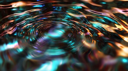 Wall Mural - Mesmerizing spiral pattern representing celestial energy fields with cosmic holographic ripples in a stunning visual display of colors