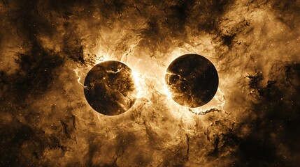 Wall Mural - two majestic planets in a starry sky surrounded by cosmic wonders creating a breathtaking celestial 