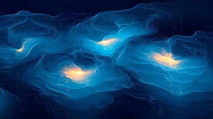 Wall Mural - vibrant blue and yellow abstract background with fluid shapes and dynamic patterns creating a visual