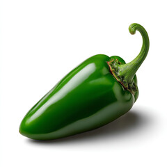 Wall Mural - Single fresh jalapeño pepper with vibrant green color and smooth glossy skin spicy vegetable perfect for cooking isolated on transparent background. isolated white background