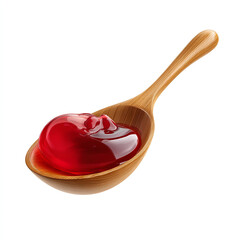 Wall Mural - Realistic wooden spoon with a glossy scoop of red fruit jam rich vibrant texture ideal for breakfast or dessert concept isolated on transparent background. isolated white background