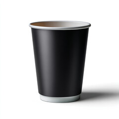 Wall Mural - Black disposable paper coffee cup with smooth matte finish and white interior perfect for hot beverages and takeaway drinks isolated on transparent background. isolated white background