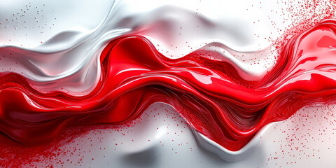 Wall Mural - red and white wave. the red is very thick and the white is very thin. the red is almost all the way 