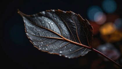 close up of beautiful detail of a leaf with abstract colorful background, graphic resource