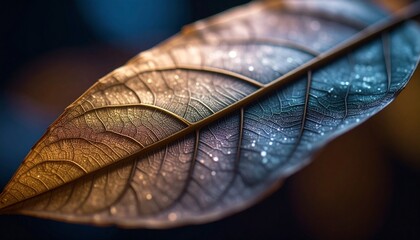 close up of beautiful detail of a leaf with abstract colorful background, graphic resource