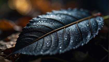 close up of beautiful detail of a leaf with abstract colorful background, graphic resource