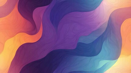 Wall Mural -   Multicolored abstract background with wavy lines in purple, orange, yellow, and teal hues