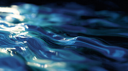 Wall Mural - Rippling water surface effect digital art with an abstract blue color palette, 3D view of fluid motion.
