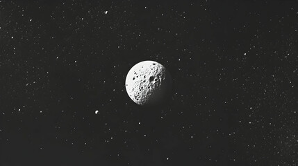 Wall Mural - cratered moon in dark space, stars background; science fiction, space exploration