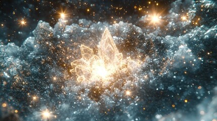 Wall Mural - Crystal formation in celestial cosmic dust and starlight