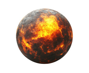 fiery planet eruption outer space digital cosmic environment viewpoint isolated on transparent backg