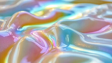 Wall Mural - iridescent surface with soft flowing colorful waves