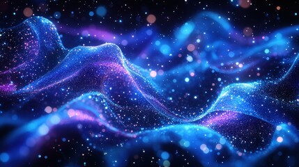 Wall Mural - swirling blue and violet particle wave formation