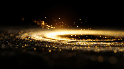 Wall Mural - sparkling golden particles and rings forming a magical aura.