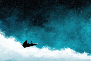 Wall Mural - abstract composition of dark teal and white clouds.