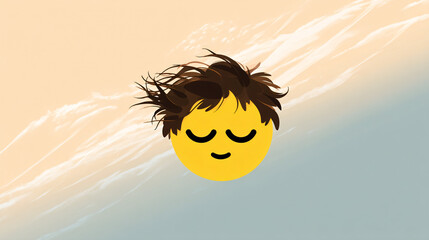 Wall Mural - sunkissed smiley emoji with tan lines and messy hair.