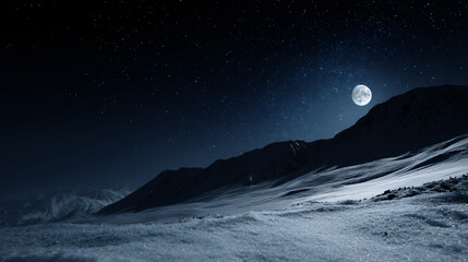 Wall Mural - the scenery of stars and moon over the snowy sky