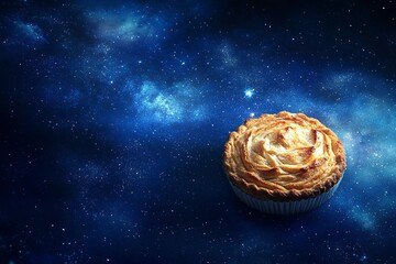 blue planet with a starry sky background. dark space. abstract cosmic background. elements of text a