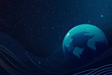 blue planet with a starry sky background. dark space. abstract cosmic background. elements of text a