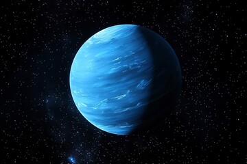 blue planet with a starry sky background, dark blue and light cyan, space art, stars in the distance