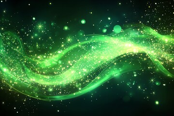 Wall Mural - green glitter wave background