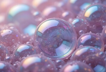 Aufkleber - Iridescent Soap Bubbles Close Up Show Amazing Color, Light, And Reflections. The Surface Creates A Magical, Ethereal Display. Beautiful Abstract Spheres Float In Space. A Stunning Visual.