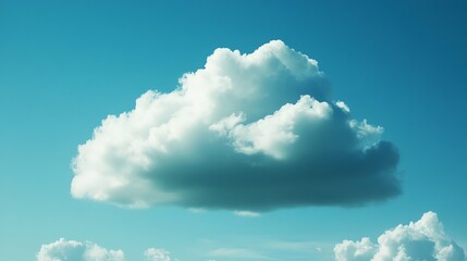 single fluffy white cloud in a vivid blue summer sky day air view calm soft image photo scene light