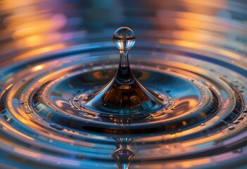 Aufkleber - Iridescent Oil Droplet Shimmers On Water, A Dance Of Light. Abstract Reflections, Unique Colorful Patterns Emerge, Like A Dream. Oil And Water Create A Fascinating Visual Effect.