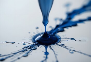 Poster - Ink Drop Expanding Demonstrates Physics In Action, Showcasing Science And Chemistry Properties. Fluid Dynamics Come Alive, Visualizing Surface Tension And Capillary Action On Paper, Creating