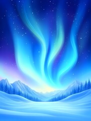 Wall Mural - Vibrant aurora borealis illuminates snowy mountain range at night
