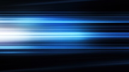 Wall Mural - Horizontal streaks of  vibrant  blue and white light against a dark background.