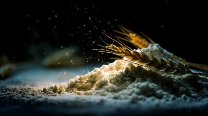 Wall Mural - wheat ears and flour