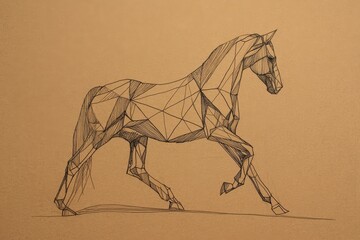 Wall Mural - geometric equine design on beige background.