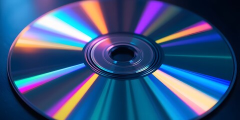 Poster - Iridescent Data Disc Surface, Light Reflection Creates Beautiful Colors. The Shimmering Rainbow Texture Catches The Eye. Perfect For Backgrounds, Abstract Designs, And Technology Visuals. A