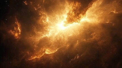 fiery cosmic nebula golden space background abstract orange yellow art sky fire dark stars light