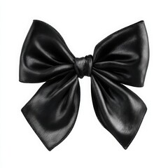 Wall Mural - Isolated elegant black satin bow tie on a clean white background