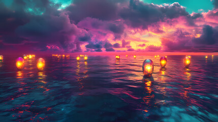Wall Mural - futuristic ocean shoreline