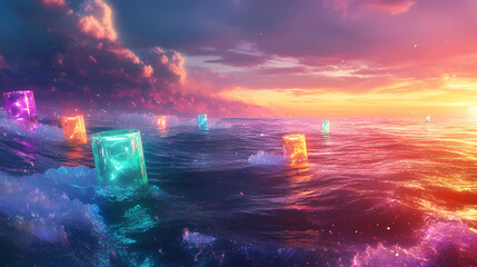 Wall Mural - futuristic ocean shoreline