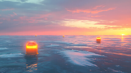 Wall Mural - futuristic ocean shoreline