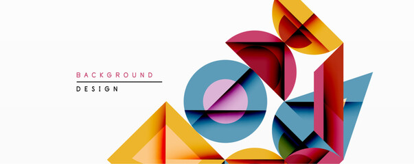 Aufkleber - Abstract geometric composition. Overlapping shapes create dynamic visual effect. Bright colors, modern design, clean lines, minimalist aesthetic. Suitable background element.
