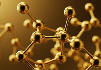 Golden molecule structure background