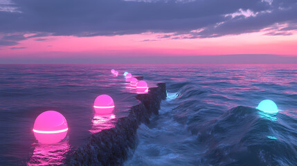 Wall Mural - futuristic ocean shoreline