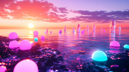 Wall Mural - futuristic ocean shoreline