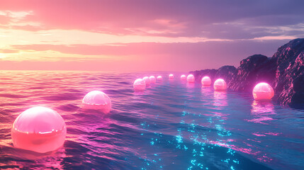 Wall Mural - futuristic ocean shoreline