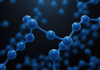 Blue molecule structure on dark background