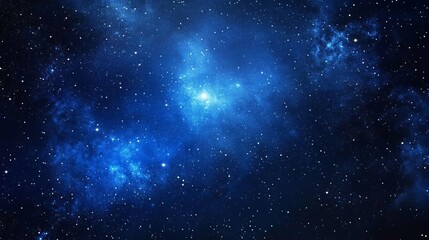 Wall Mural - Stunning blue nebula space background with bright stars cosmic galaxy sky art dark deep night light