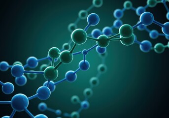 Molecular structure on a dark turquoise background