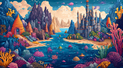 Wall Mural - fantasy island map